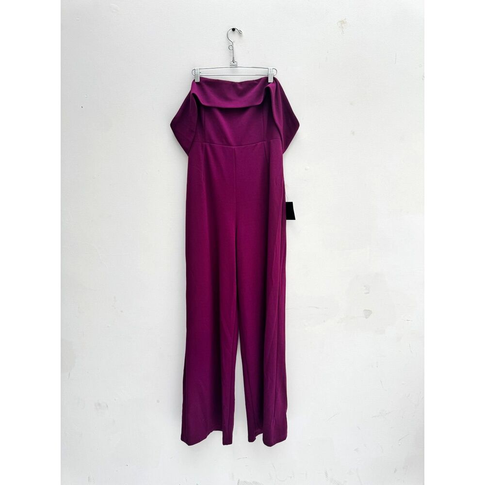NWT Lulus Purple Off-Shoulder Wide Leg Jumpsuit Size L
